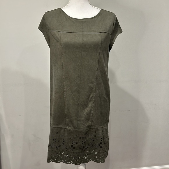 Xhilaration Faux Suede Cutout Dress Army Green with Back Zip Size Medium - Picture 1 of 7